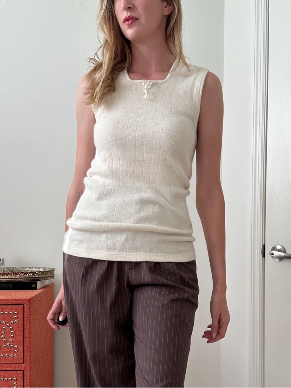 90's Cream Vintage Sweater Tank Top